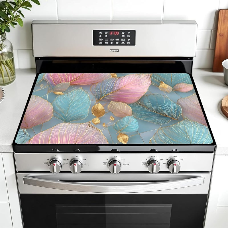 AOHMPT Multi-Design Stove Top Cover for Glass/Electric Stoves - 3-in-1 Heat-Resistant Protector Mat, Non-Slip Drying Rack 28"x20" - Image 1